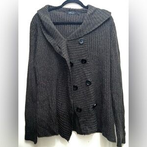 Brown Ribbed Button-Up Cardigan